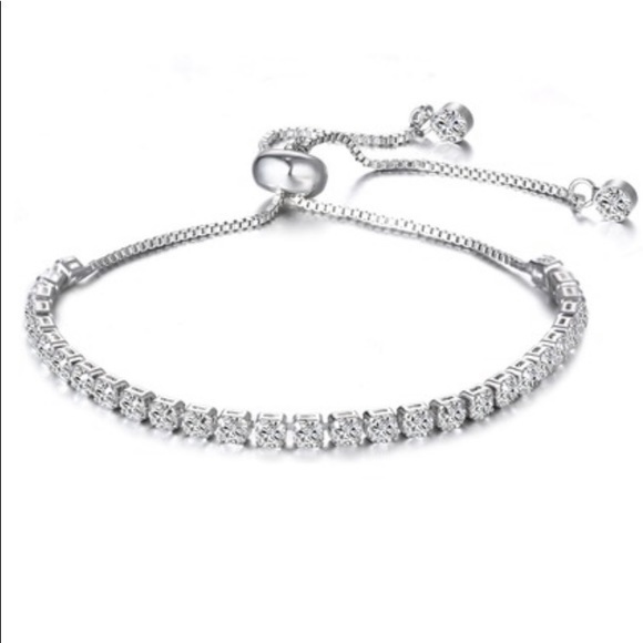 SWAROVSKI CRYSTAL ELEMENTS TENNIS BRACELET WITH ADJUSTABLE SLIDING‎ CLASP - Picture 1 of 4